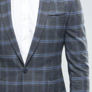 ASOS Skinny Blazer in Grey And Blue Check - Image 3