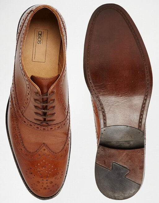 ASOS Oxford Brogue Shoes in Tan Leather